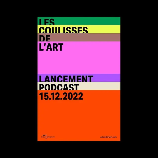 Art Salon podcast launch poster, minimal, warm