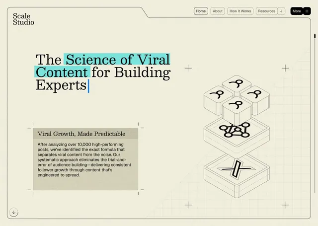 Content strategy methodology with 3D isometric blocks, minimal, geometric, light