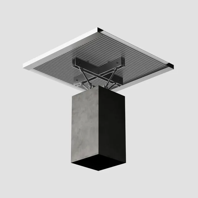 Brutalist truss light render, brutalist, 3d-render, monochrome
