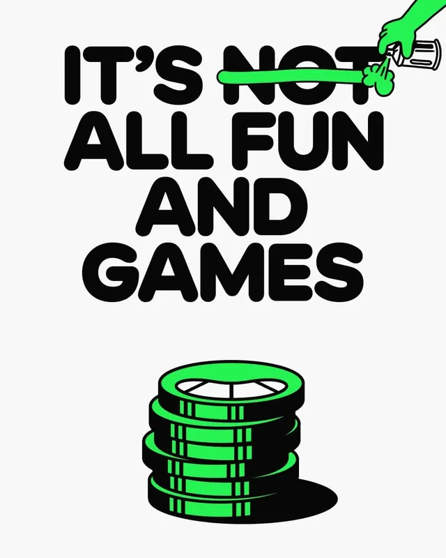 Neon-accented statement graphic, minimal, playful, dark