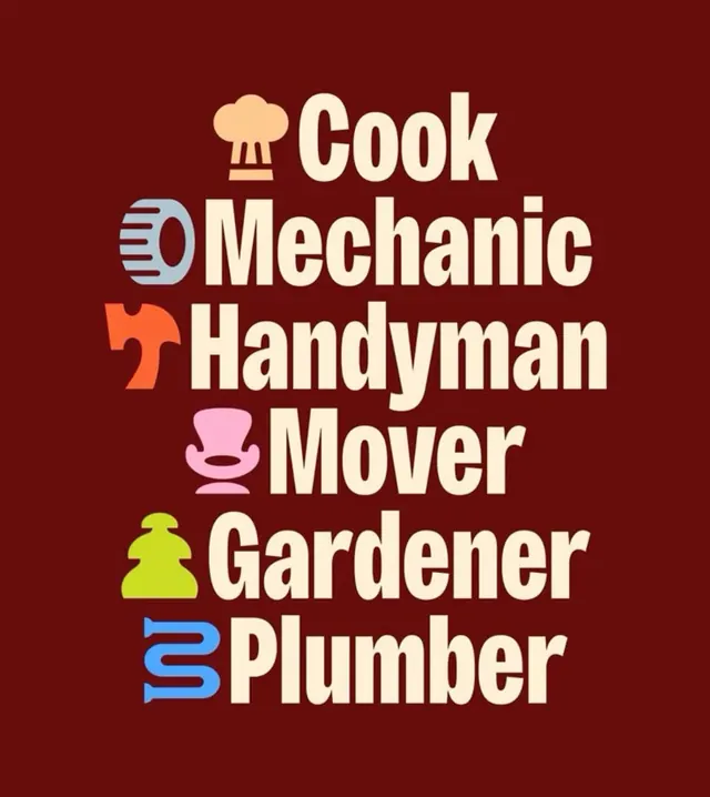 Occupational services poster with icon-text pairs, playful, minimal, warm