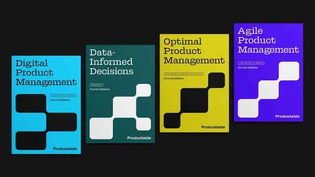 Product management course card system, minimal, geometric, dark