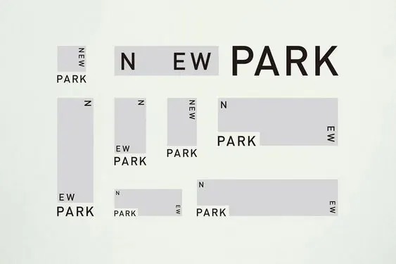 Deconstructed wayfinding type system, minimal, geometric, light