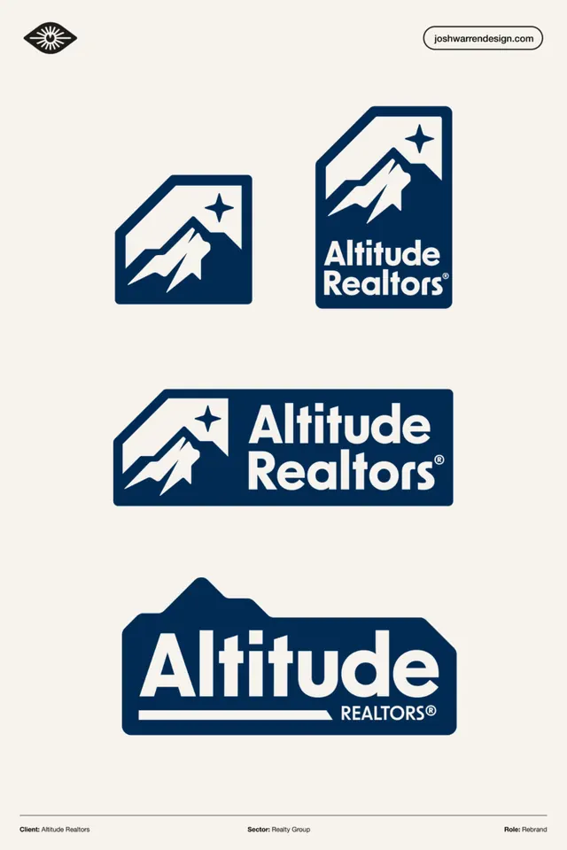 Altitude Realtors logo system, geometric, minimal, high-contrast