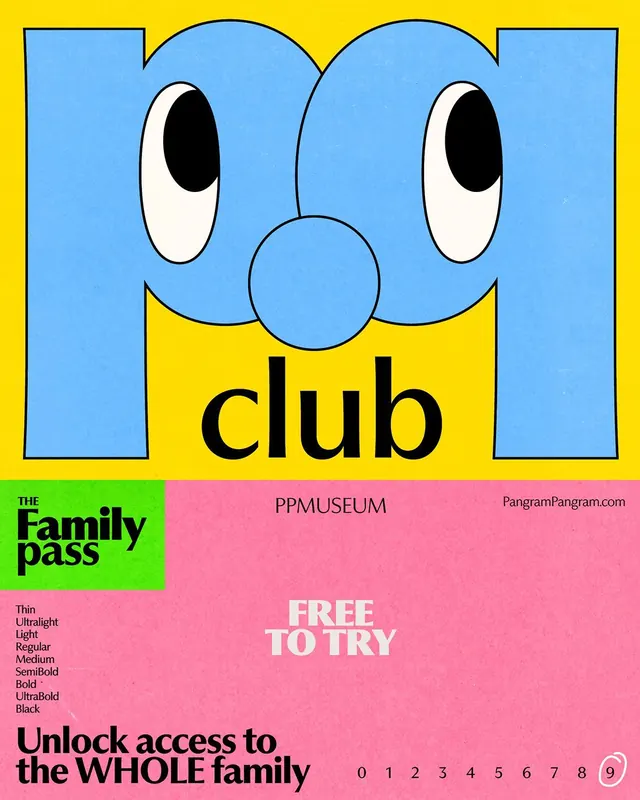 Retro cartoon mascot poster with family membership promotion, playful, illustrated, vibrant