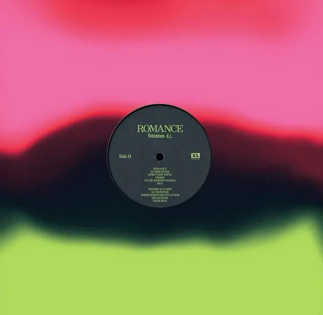 Romance Vinyl Record Design, maximalist, gradient-heavy, vibrant