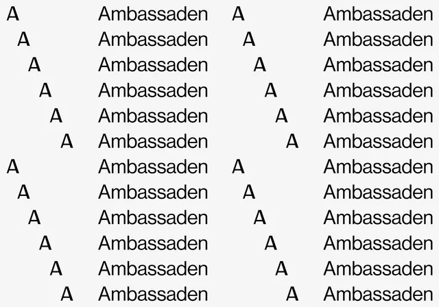 Ambassaden Wordmark Grid, minimal, swiss, monochrome