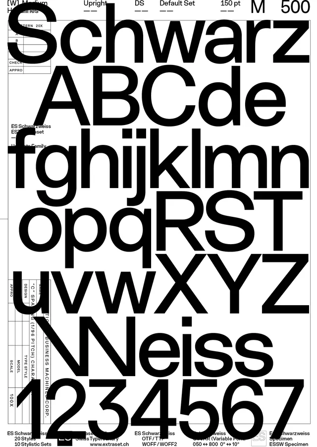 Schneid Type Specimen
