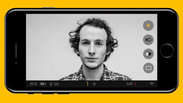 Monochrome Portrait UI Mockup, minimal, monochrome, high-contrast