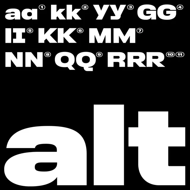 BB Torsos Pro alt glyph specimen, minimal, swiss, monochrome