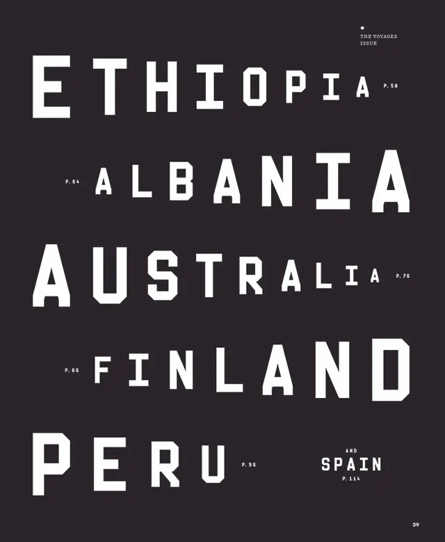 Typography Layout of Country Names, minimal, swiss, dark