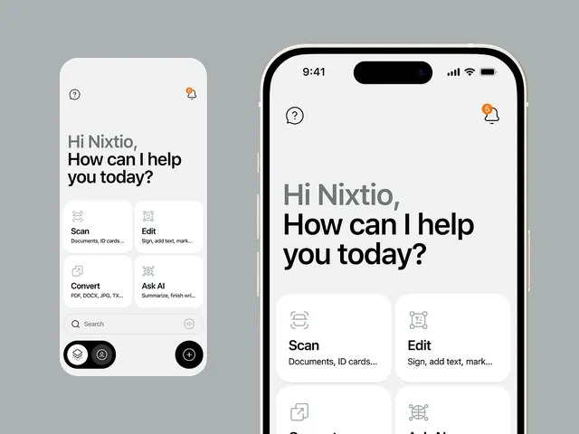 Nixtio mobile app greeting interface, minimal, flat, light