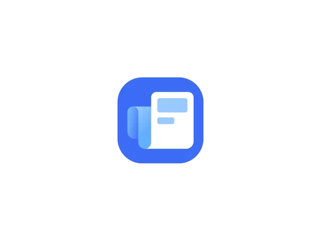 Nested blue-and-white mobile app icon, minimal, flat, cool