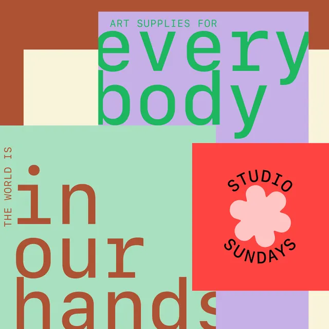 Art supplies brand poster with color-blocked layout, minimal, organic, pastel
