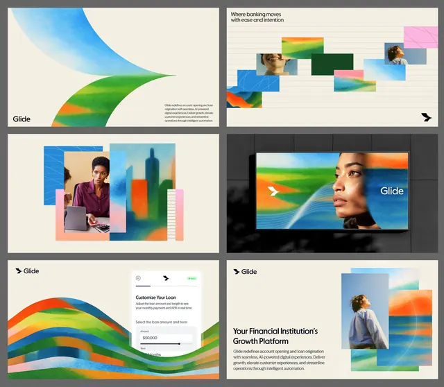Glide financial platform gradient flows, gradient-heavy, organic, cool