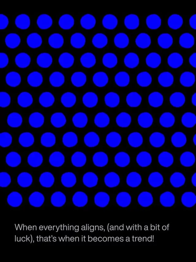 Blue-circle grid pattern with alignment quote, minimal, geometric, neon