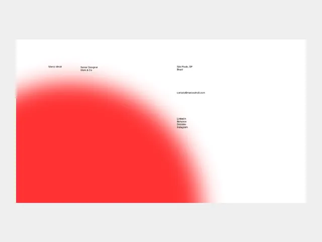 Bold red gradient contact card, minimal, gradient-heavy, light