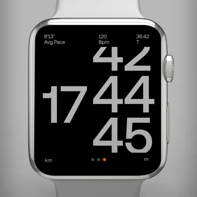 Smartwatch Fitness Interface, minimal, dark-mode, high-contrast