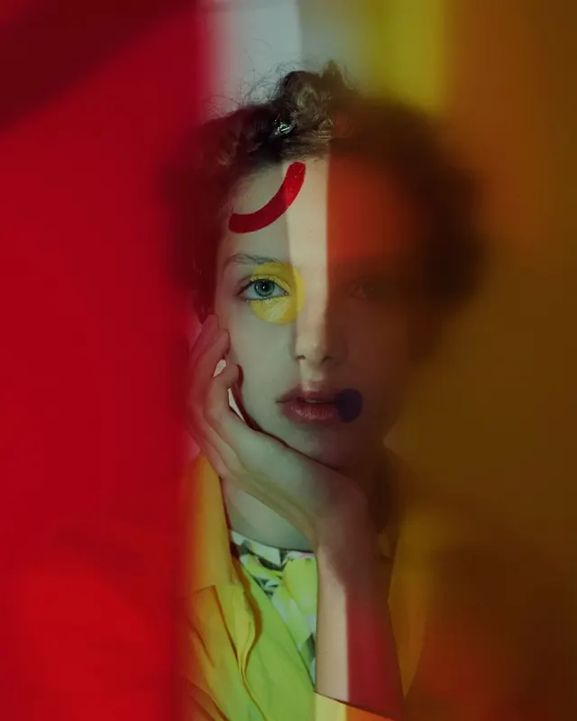 Abstract Portrait with Color Blocking, abstract, maximalist, vibrant