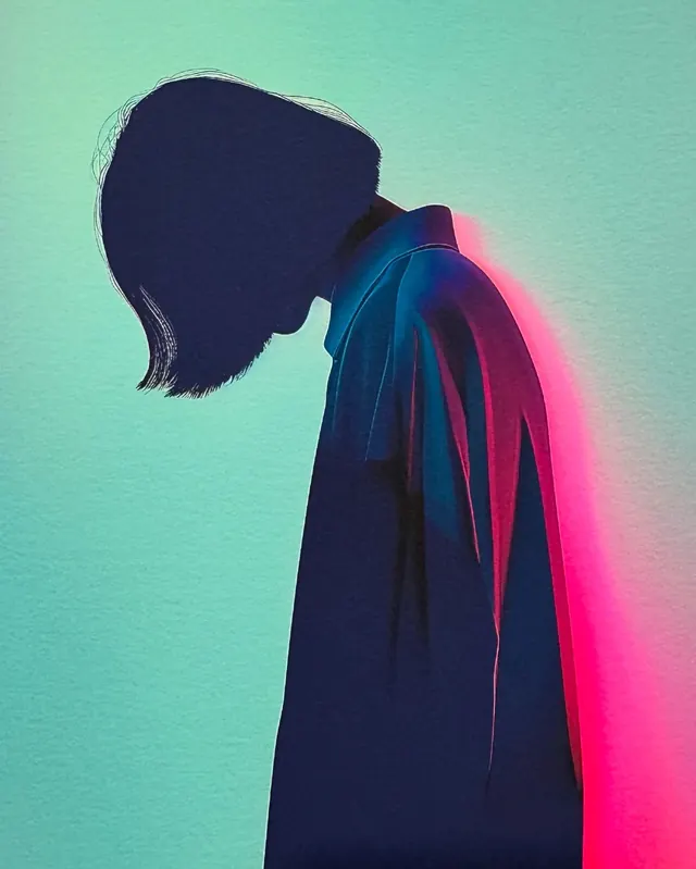 Abstract Silhouette with Gradient Lighting, minimal, gradient-heavy, vibrant