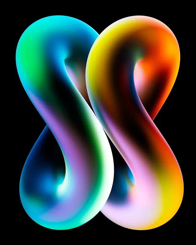 Abstract Gradient S-Shapes, gradient-heavy, 3d-render, vibrant