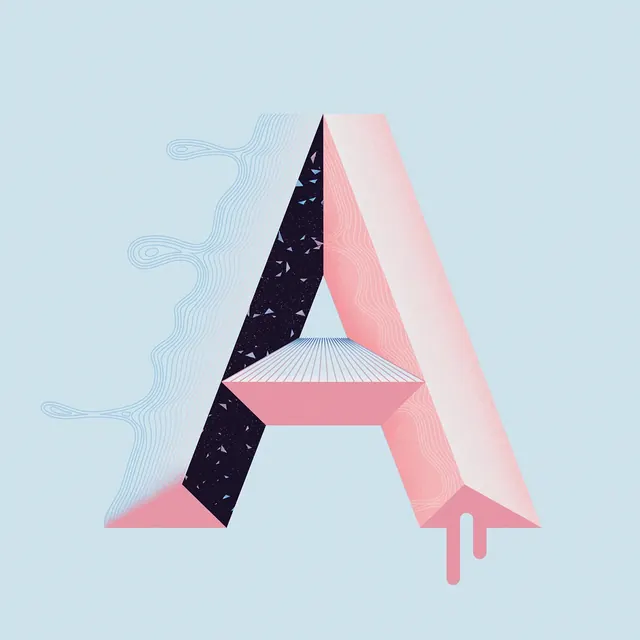 Stylized Letter A Graphic, geometric, gradient-heavy, pastel