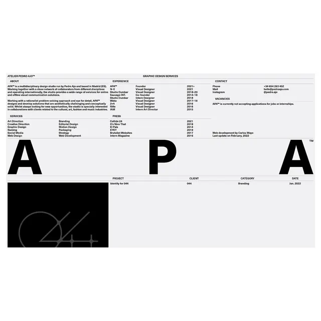 Brand Identity System and Type Specimen, minimal, swiss, monochrome