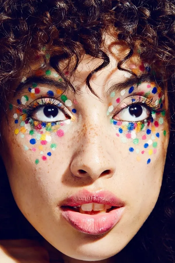 Colorful Dot Eye Makeup Portrait, organic, photographic, vibrant