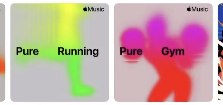 Apple Music gradient playlist cards, gradient-heavy, organic, vibrant