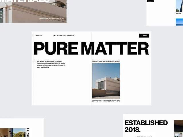 Swiss grid layout with bold headline and image grid, minimal, swiss, light