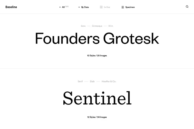 Founders Grotesk and Sentinel Type Specimens