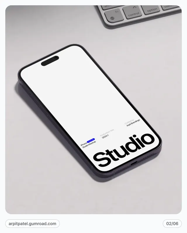 iPhone mockup with minimal software interface, minimal, corporate-clean, light
