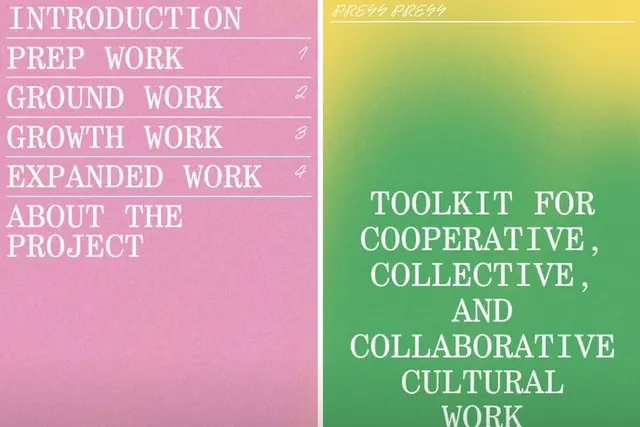 Two-column navigation table with color-blocked layout, minimal, gradient-heavy, warm