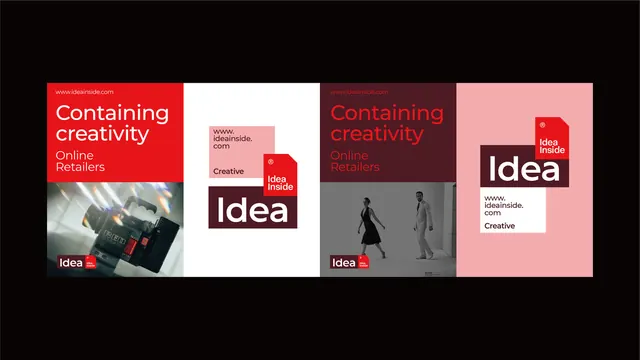 Idea Inside brand identity system, corporate-clean, minimal, high-contrast