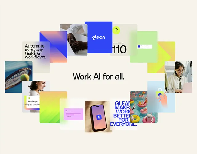 Geometric AI automation collage, geometric, flat, vibrant