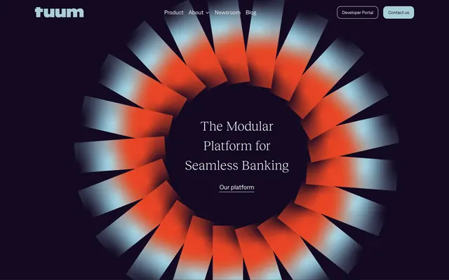 Radial gradient sunburst with banking headline, abstract, gradient-heavy, dark