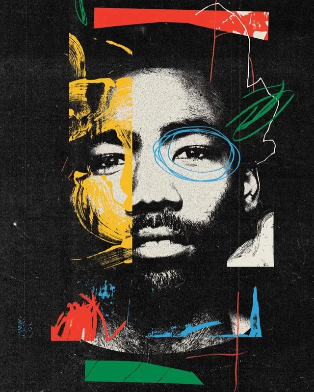 Abstract Portrait Collage, brutalist, maximalist, high-contrast