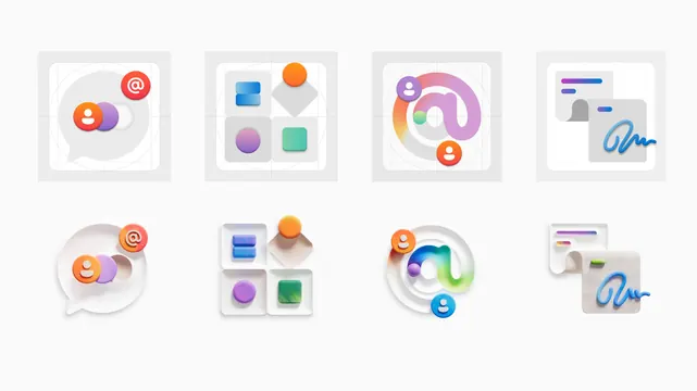 3D soft-gradient icon set in communication and messaging theme, flat, minimal, light
