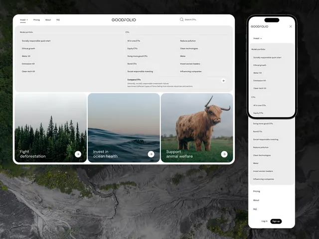 Dashboard UI with nature-focused cards and sidebar navigation, minimal, corporate-clean, light