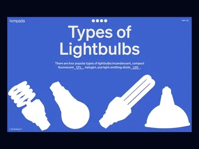 Types of Lightbulbs comparison infographic, minimal, flat, dark