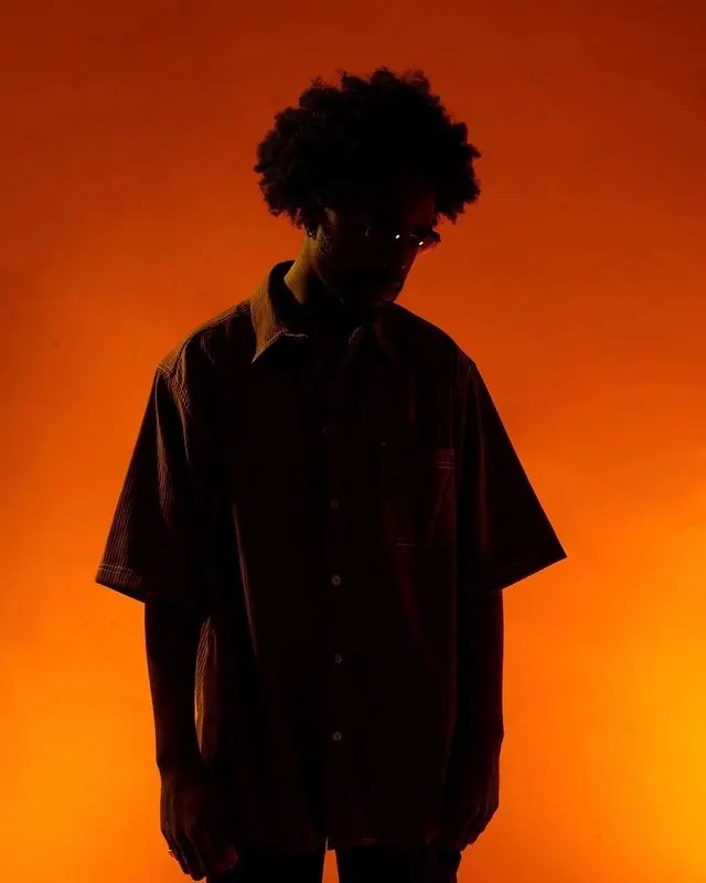 Silhouette Portrait in Orange, minimal, abstract, vibrant
