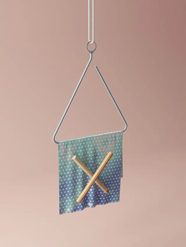 Abstract Graphic Hanging Display, 3d-render, geometric, vibrant