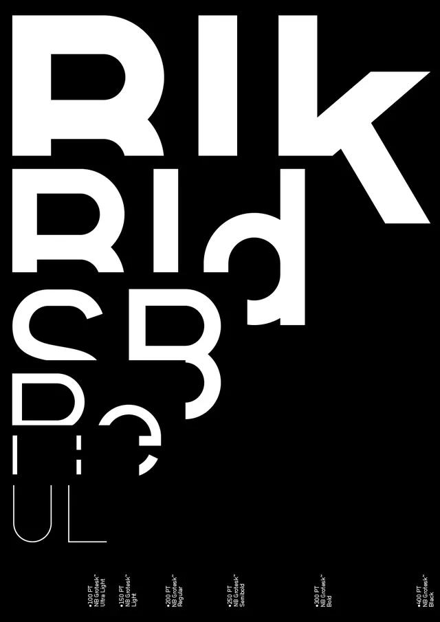 Rik Rid Typography Study, minimal, brutalist, monochrome