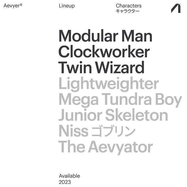Modular Man Clockworker font lineup poster, minimal, editorial, light