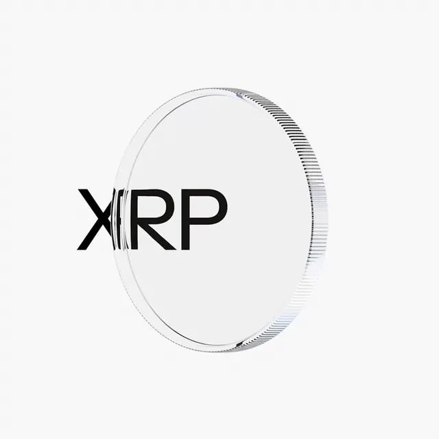 XRP wordmark in circular badge, minimal, corporate-clean, light