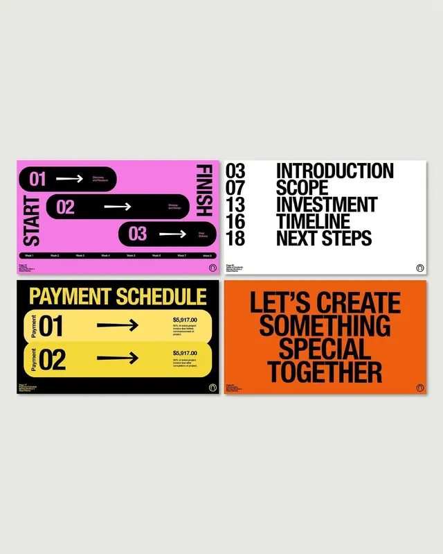 Brutalist modular presentation slide system, brutalist, geometric, warm