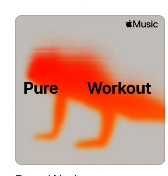 Apple Music 'Pure Workout' branding with radial glow, minimal, organic, warm