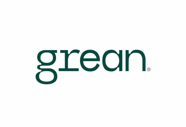 Grean wordmark in rounded sans-serif, minimal, organic, light