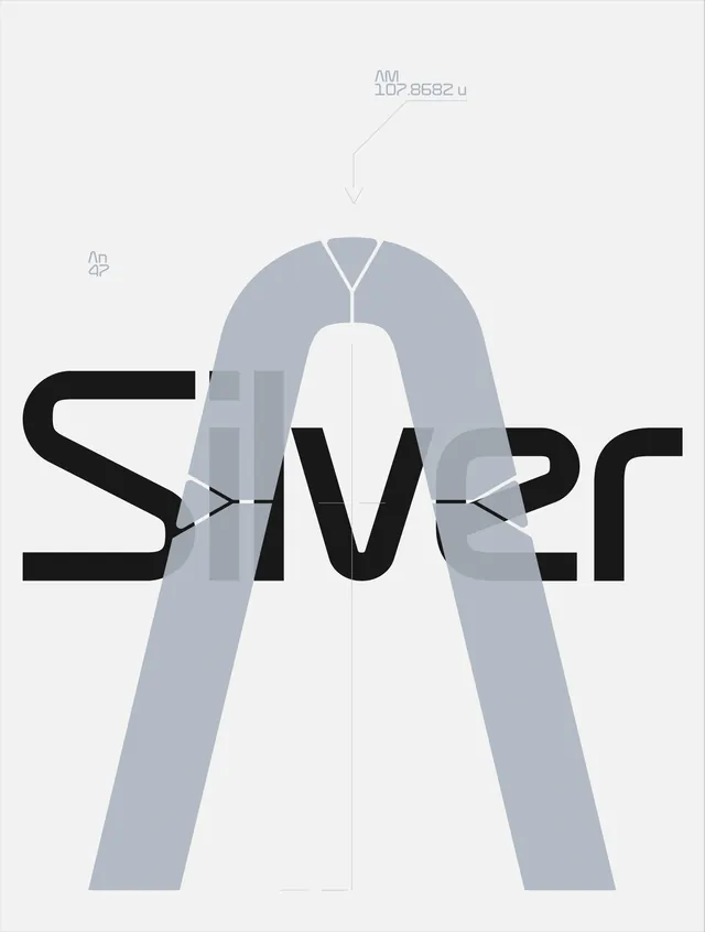 Silver Wordmark and Graphic Element, minimal, geometric, monochrome