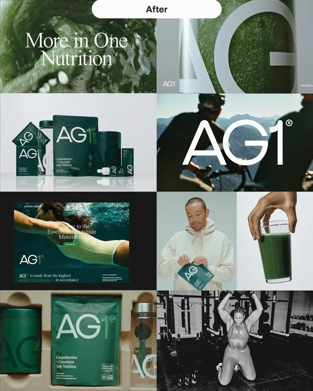 AG1 green product grid, minimal, organic, light